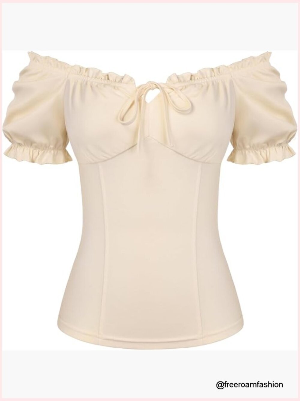 Square Neck Puff Sleeve Peasant Blouse Corset Top Renaissance Shirt